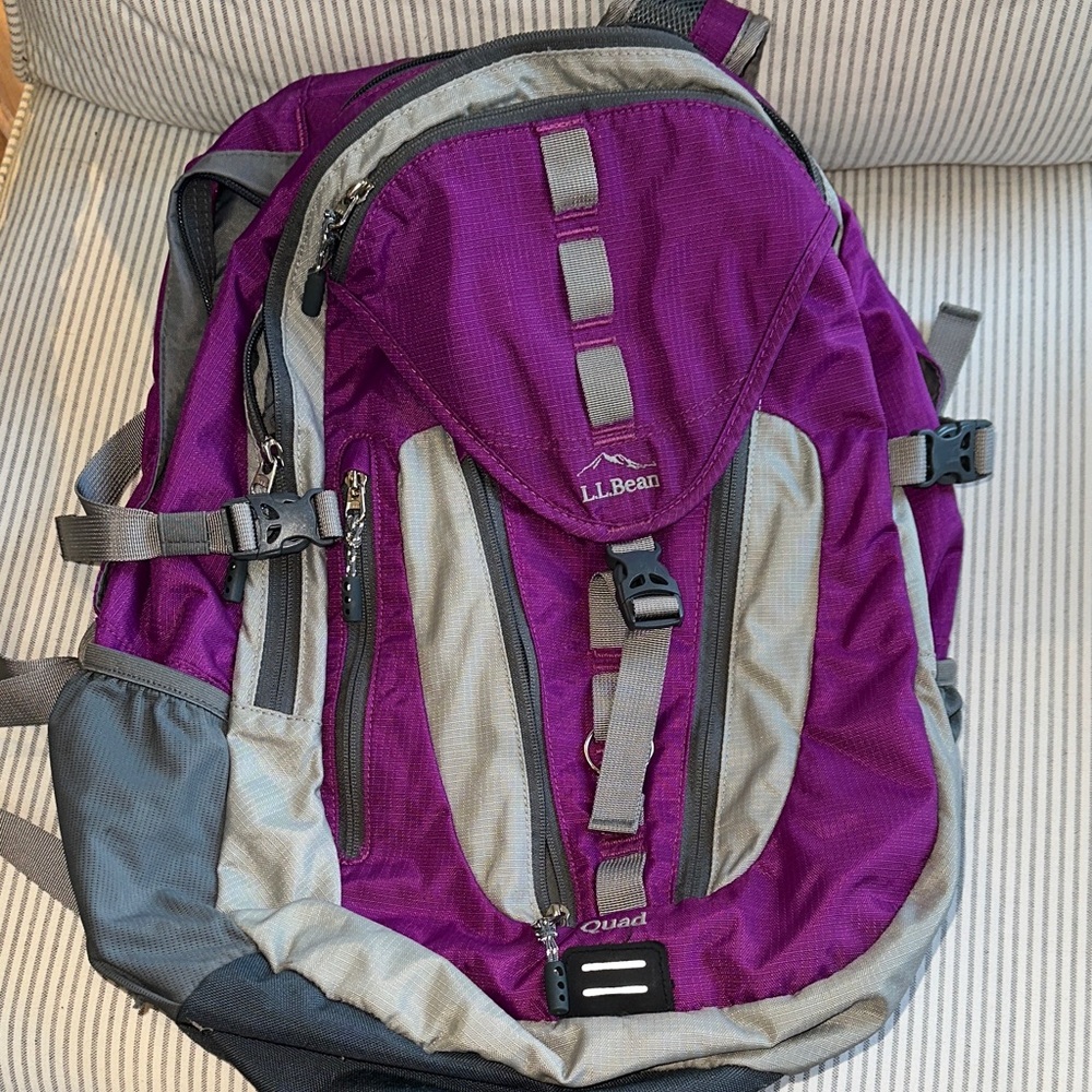 L.L. Bean Quad Backpack in Magenta and Grey